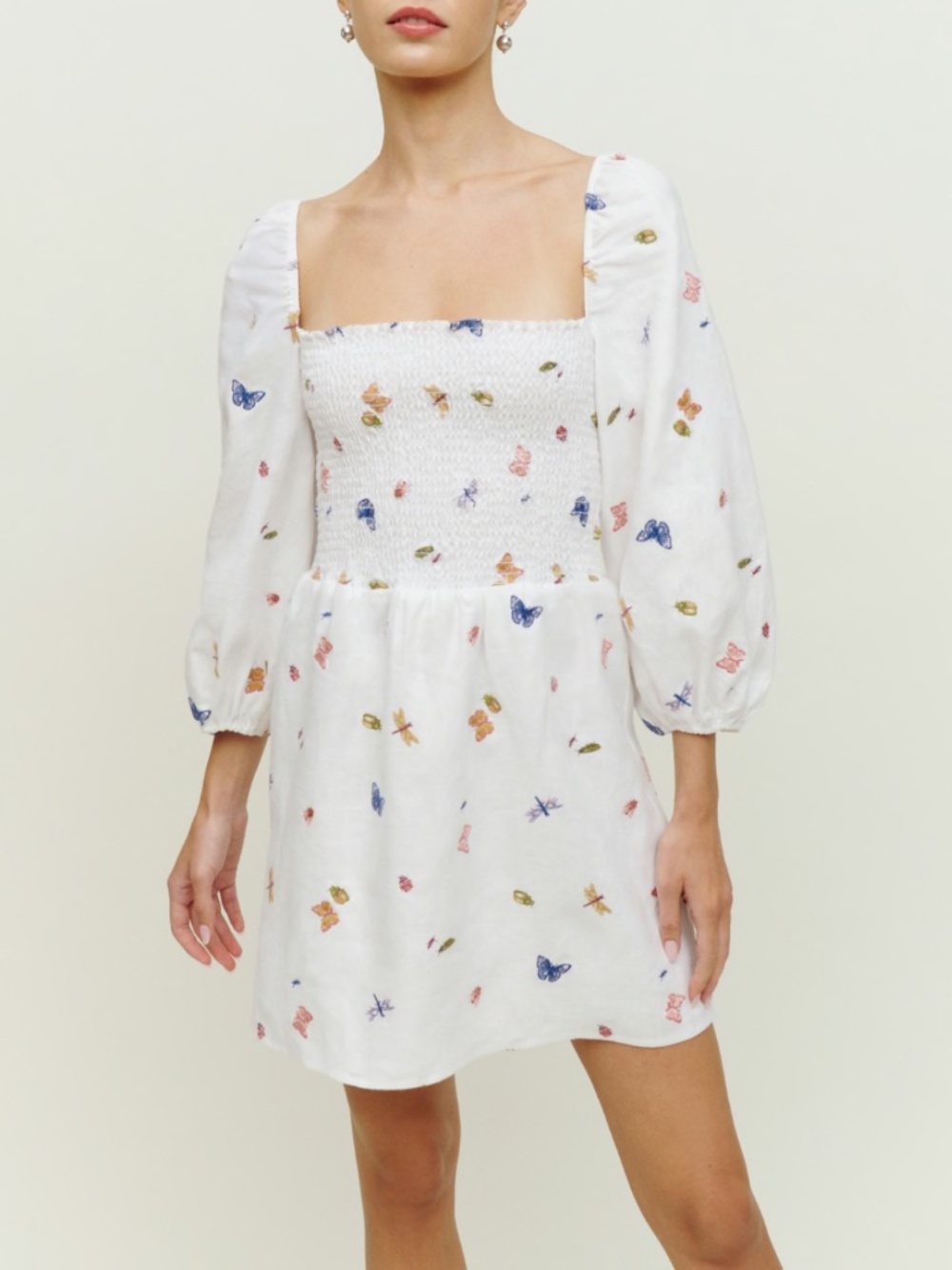 NEW Reformation Greyson Linen Dress Ladybugs Medium - Picture 12 of 17